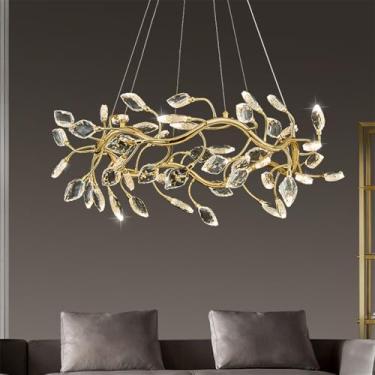 Imagem de Luxo Moderno Sala De Estar Cristal Lustre LED Moda Criatividade Restaurante Quarto Villa Hotel Duplex Lâmpada Pendente (F D80CM)