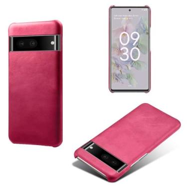 Imagem de Capa para Google Pixel 7 PRO,Proteção contra quedas,Casca de volta de cor sólida simples,Design de couro de imitação de plástico-Rose
