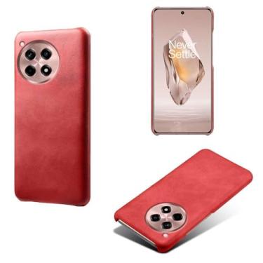 Imagem de Capa para Oneplus 12R 5G,Proteção contra quedas,Casca de volta de cor sólida simples,Design de couro de imitação de plástico-Red