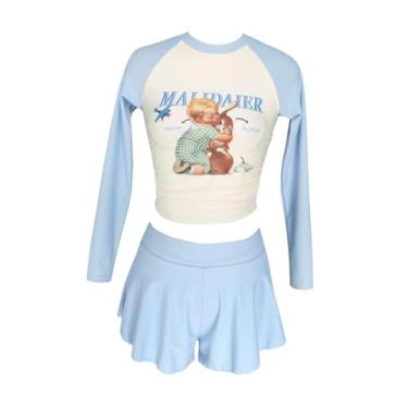 Imagem de UGPLM Maiô feminino com shorts embutidos e proteção contra erupções cutâneas, traje de banho estiloso de três peças para spa, praia, natação e viagens para, Xl