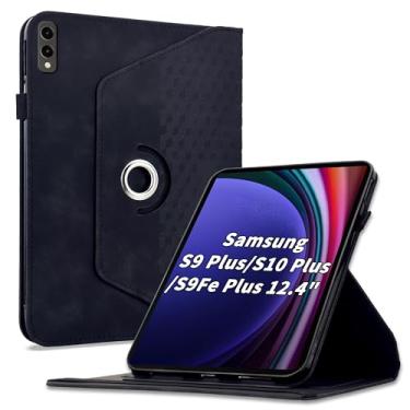 Imagem de Varohix Capa para Samsung Galaxy Tab S10 Plus 2024/ S9 Plus/S9FE Plus 12,4, capa protetora de couro PU com rotação de 360 graus com hibernar/despertar automático, suporte para cartão e alça de ombro