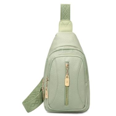 Imagem de GOIACII Bolsa Cossbody feminina com alça antifurto bolsa de viagem pochete de couro, Verde