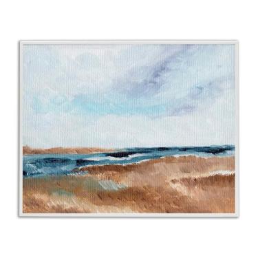 Imagem de Stupell Industries Vista costeira horizonte branco emoldurado giclee arte design por Nikita Jariwala, 28 x 35