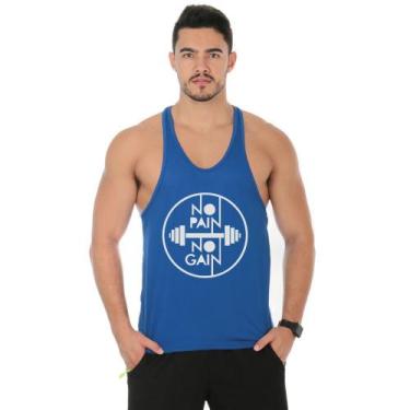 Imagem de Camiseta Regata Cavada Masculino Academia Treino No Pain No Gain - DUM