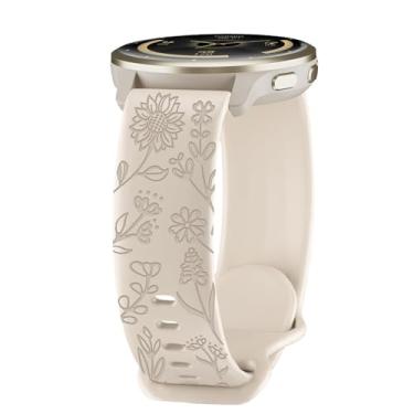 Imagem de HQzon Pulseira de relógio de 22 mm compatível com Garmin Vivoactive 4/Venu 3/Venu 2, pulseira de relógio com estampa de girassol compatível com Forerunner 265/965/255/955/745 para mulheres, Starlight