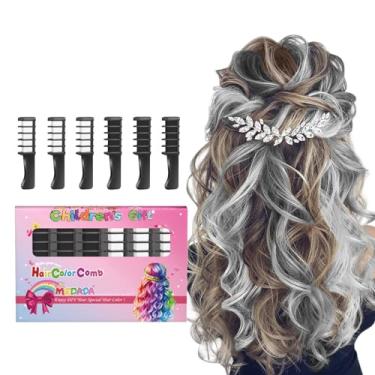 Imagem de MSDADA Pente de giz de cabelo temporário para meninas e crianças com cabelos claros, giz de cabelo lavável para meninas 4 5 6 7 8 9 10 aniversário cosplay faça você mesmo, Natal, Ano Novo (preto e