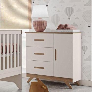 Imagem de Cômoda Infantil Ambiente Retrô Maya Off White Carvalho  Carolina - CAR