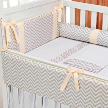Imagem de Kit Berço Americano 6 Peças Contemporâneo Chevron Amarelo - Loja Baby