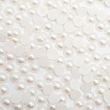 Imagem de Colagem Meia Pérola Plástico Branca 6mm 500pçs 50g - Macall