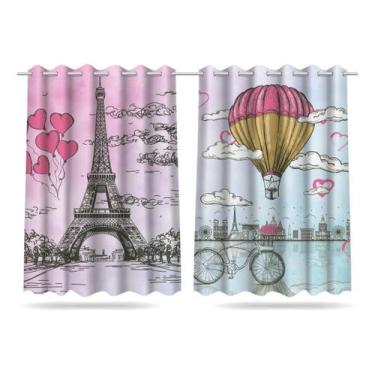 Imagem de Cortina De Tecido Infantil Menina Paris Aquarela 2,60x1,50 - Decorando