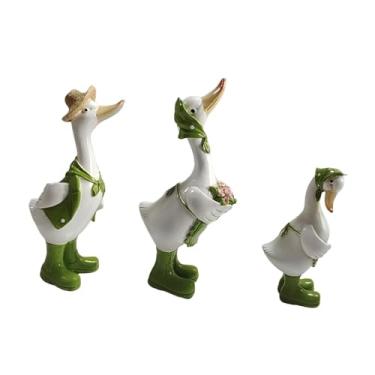 Imagem de WeiLaiKeQi 3 peças estátuas de pato de jardim ornamentos decoração esculturas de animais realistas figuras de pato para gramado paisagem mesa escritório