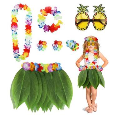Imagem de Kit de acessórios de fantasia PHOGARY Hawaiian Hula Saia para crianças