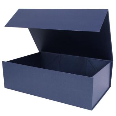 Imagem de Caixa de presente Aimyoo azul marinho com fecho magnético 35x23x11cm