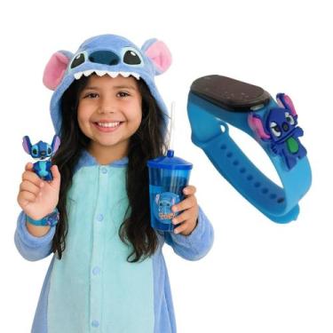 Imagem de Relógio Infantil Stitch Com Copo Infantil Mais Boneco Stitch Menino Pa