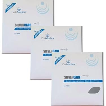 Imagem de Alginato de Calcio com Prata 10cm x 10cm Vitamedical | Kit com 3 Unidades