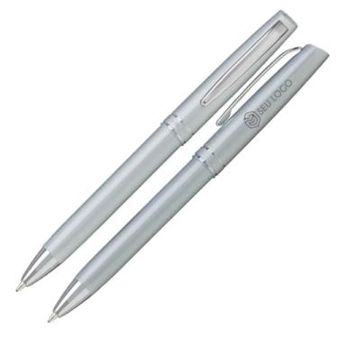 Imagem de Caneta Esfero Personalizada Crown Otawa Escreva Nome Presente Gravação Personaliza Logo Simbolo (Prata)