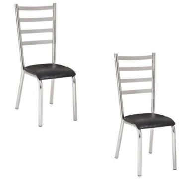 Imagem de Kit 2 Cadeiras Laura Cromada Para Cozinha Preto - GAT MAGAZINE