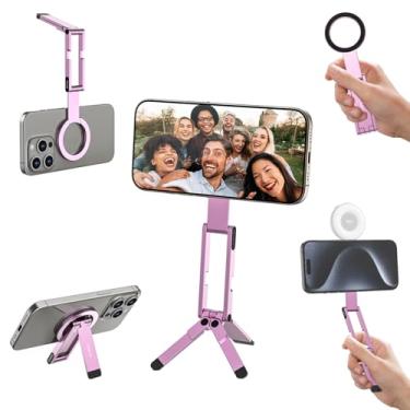 Imagem de ULANZI MA60 Suporte magnético de tripé para iPhone - Mini tripé de alumínio para smartphone, suporte para celular, ímã forte, suporte rápido compatível com iPhone 16 15 14 13 12, rosa