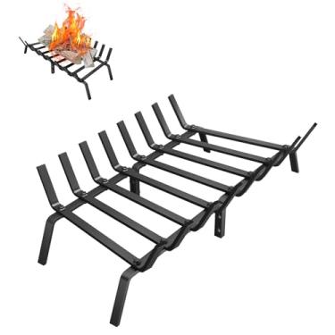 Imagem de Grelha de lareira, suporte sólido de tronco de lareira de 76 cm, grade de queima de lenha de ferro fundido resistente, grades de fogo para acessórios internos de lareira