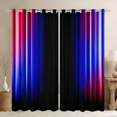 Imagem de Cortinas geométricas abstratas ombré para quarto, sala de estar, crianças, adolescentes, vermelho, azul e preto, cortinas listradas, decoração moderna, cortinas de janela, tratamentos 106 cm L x 84 C