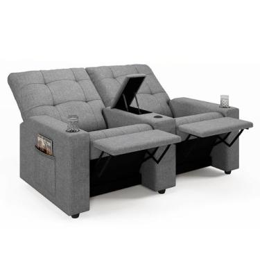 Imagem de Poltrona do Papai Reclinável Cinema 2 Lugares Manual Baú USB Haifa F05