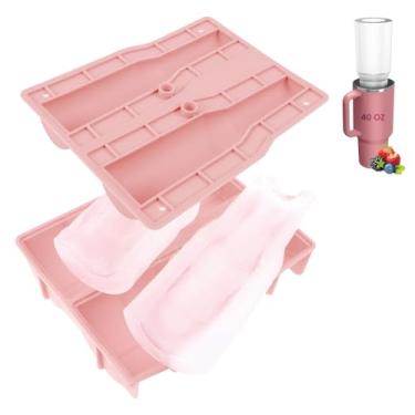 Imagem de Bandeja de gelo de silicone para Stanley Cup, molde de gelo cilíndrico de 1,134 g, serve para tigela de gelo, uma peça, ferramenta versátil de silicone para uso doméstico (rosa A)