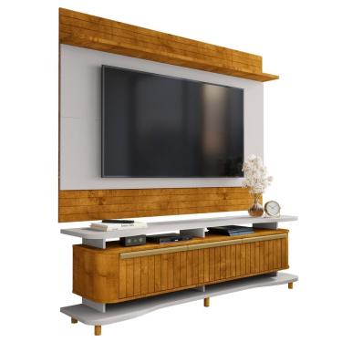 Imagem de Painel Icarai E Rack Guarapari Tv 75 Pol 180 Cm Naturalle Off White Bechara