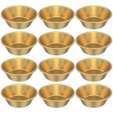 Imagem de ZFLYCANP Copos pequenos de molho de metal, tigelas redondas de tempero, tigela de molho de sushi, mini tigelas de pires, pratos de molho de aço inoxidável, 65 ml, 12 peças (B)