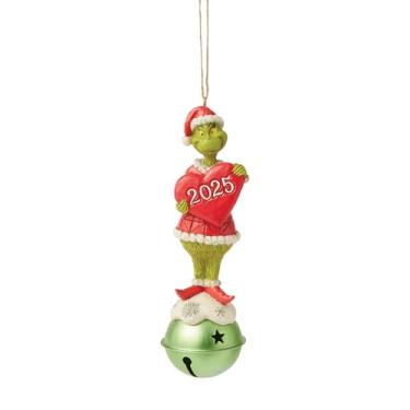 Imagem de Enesco Enfeite de pendurar Dr. Seuss Grinch por Jim Shore Standing on a Jingle Bell 2025, 14 cm, multicolorido
