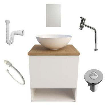 Imagem de Kit Gabinete Armario de Banheiro com Cuba Espelho Torneira Cromada Val