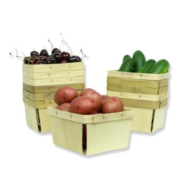 Imagem de Conjunto de cestas de colheita de 10 litros – cestas pequenas de madeira para frutas e vegetais – perfeitas para mercados de fazendeiros, colheita, presentes e decoração