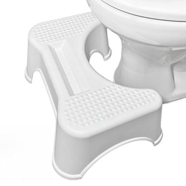 Imagem de Banquinho Vaso Sanitário Com Porta Celular Ergonômico com Antiderrapante Apoio Pés(Branco com Antiderrapante)