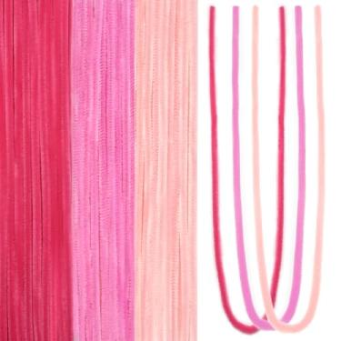Imagem de TOAOB 300 peças de limpadores de cachimbo de comprimento longo, 3 cores, rosa, 61 cm, hastes de chenille felpudas, artesanato, limpadores de cachimbos, flores, animais, para artesanato DIY