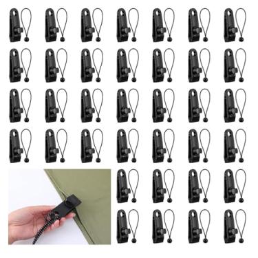 Imagem de 36 peças de clipes de lona resistentes e elásticos esféricos grampos de lona fixadores de barraca suporte para cobertura de piscina toldos de acampamento ao ar livre caravana toldos carro