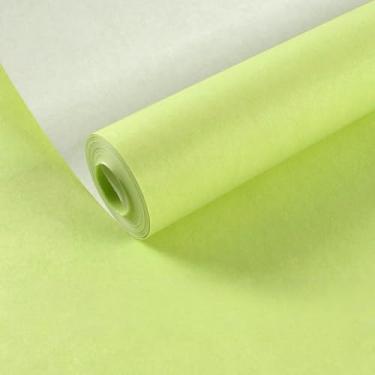 Imagem de ESSMOKO Papel de parede moderno estilo nórdico seda não tecido papel de parede não autoadesivo quarto sala de estar escritório decoração de fundo adesivos verde claro 53 * 950 cm