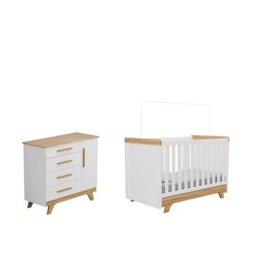 Imagem de Quarto Bebe Berço e Cômoda Moveis Peroba Retro MDF LS