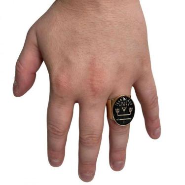 Imagem de Anel tranca rua 2,9 cm preto dourado em metal