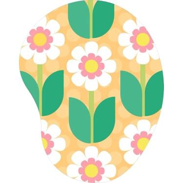 Imagem de Mouse Pad Ergonômico Gota Flores Brancas Caule Verde Fundo Laranja Pêssego