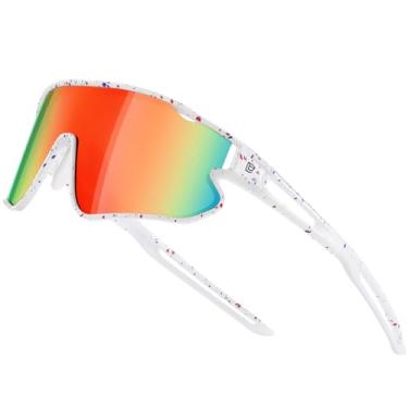 Imagem de DUCO Óculos de sol infantis de beisebol juvenil, leve, armação TR90, UV400, óculos de sol esportivos para meninos e meninas DK268 (armação branca, vermelho, azul, lente laranja Revo)