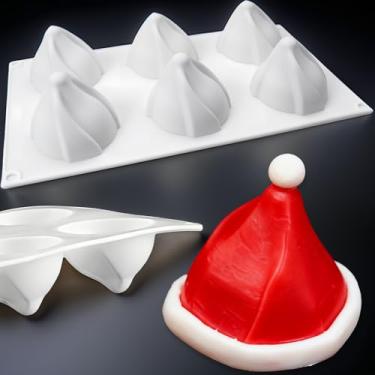 Imagem de Molde de silicone para árvore de Natal em forma de árvore para fazer velas artesanais de sabonete, bolo, doces de sobremesa de geleia (chapéu de Natal)