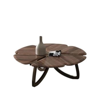 Imagem de Mesa de centro mesa de centro simples estilo moderno leve mesa de centro redonda de nogueira preta pétala mesa de centro mesa de centro mesa de centro mesa de quarto (A)