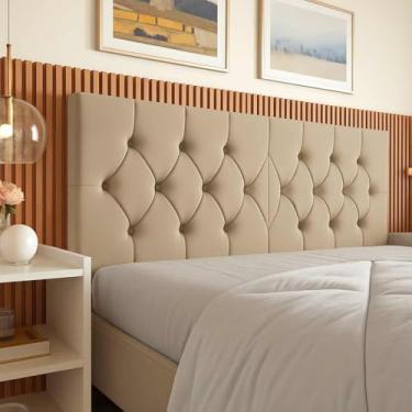 Imagem de Cabeceira Estofada Box Queen Capitonê,160x54cm, Suede, Moderno, Fixação na Parede (AREIA)