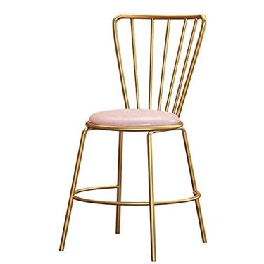 Imagem de UISLA Banqueta de bar para móveis de cozinha, pernas de metal, banco de bar, moderno, minimalista, encosto de ferro forjado, banco alto, almofada de poliuretano, 65 cm