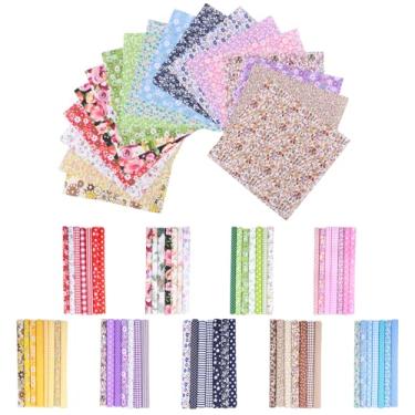 Imagem de 63 peças de tecido acolchoado 24 × 24 cm de algodão floral quadrados feixes de design multicolorido impresso floral para colchas e artesanato de costura