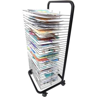 Imagem de Prateleira de secagem artística 20/25/35 para salas de aula e estúdios de arte, suporte de metal móvel para exibição de pintura com rodas, prateleira de secagem para estúdios de arte