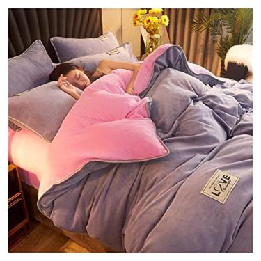 Imagem de Conjunto de capa de colcha de flanela 1/3 pçs super macio grosso adulto crianças com fronha king size conjunto de cama têxteis domésticos de luxo capa de edredom completo (cor: conjunto 3, tamanho