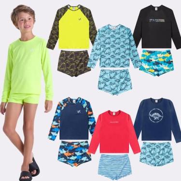 Imagem de Kit Sortido 6 Peças de Roupas Infantis Menino Moda Praia- 3 Camisas + 