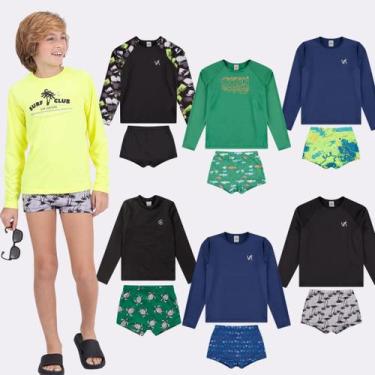 Imagem de Kit Sortido 4 Peças de Roupas Infantis Menino Moda Praia- 2 Camisas + 