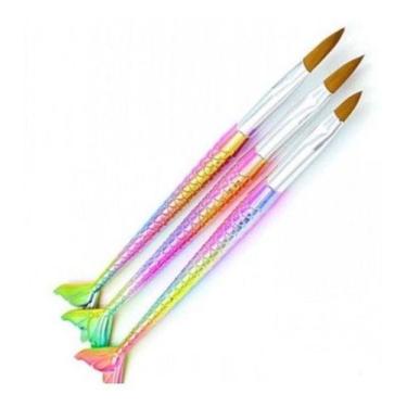 Imagem de Kit 3 Pinceis De Unha Acrílica Nail Art Sereia Decoração - oem