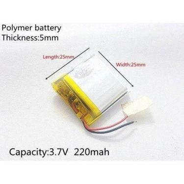 Imagem de Bateria 220 Mah 3,7 V 5mm X 25mm X 25mm 502525 2 Fios - bgb